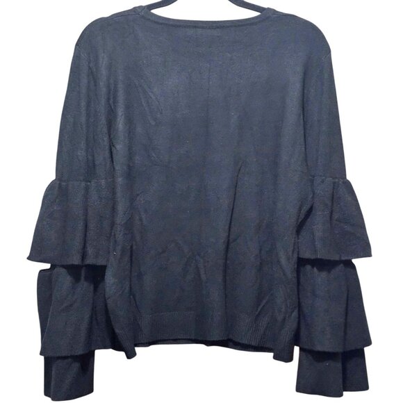 Black Ruffle Sleeve Knit Sweater By SMF Woman EUR XL (UK 16) - Picture 2 of 9